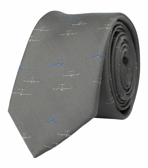 Sivá kravata s lietadlami 