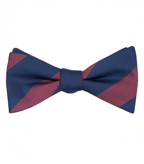 Navy burgundy stripes self-tie bow tie 