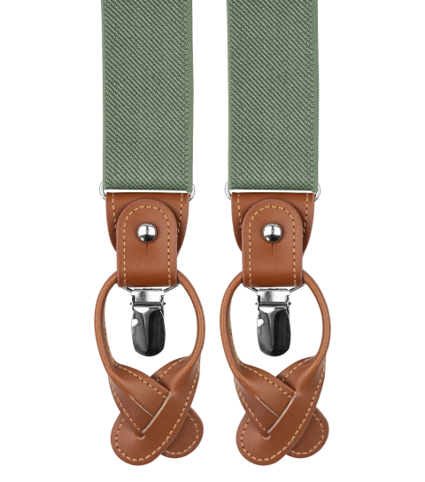 Sage Green suspenders with brown loops 