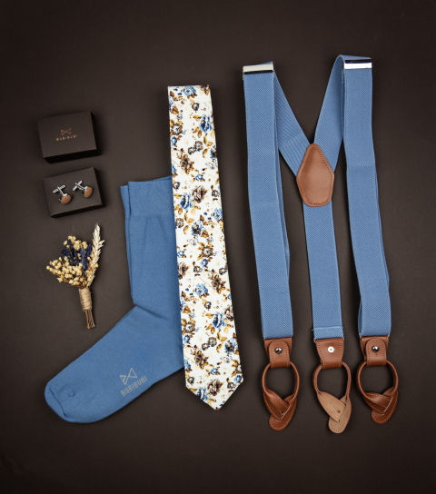 Blue Luca necktie set (free socks) 