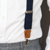 Navy blue button and clip suspenders for men