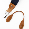 Navy blue suspenders with brown loops