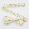 Cream pink floral pre-tied bow tie