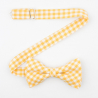 Yellow white checked pre-tied bow tie