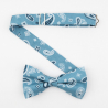 Blue paisley pre-tied bow tie