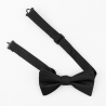 Black silk sateen pre-tied bow tie