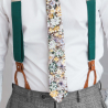 Green suspenders with brown loops