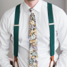Green suspenders with brown loops