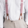 Pink suspenders with brown loops