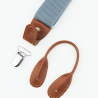 Blue grey suspenders with brown loops
