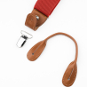 Red-orange suspenders with brown loops