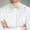 Mint beige stripes self-tie bow tie