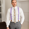 Lilac button and clip suspenders for men
