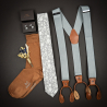 Light grey suspenders with brown loops