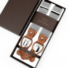 Light grey suspenders with brown loops