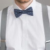 Blue white dots self-tie bow tie