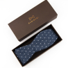 Blue white dots self-tie bow tie