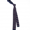 Navy blue knitted tricolor tie