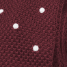 Burgundy red polka dot knitted tie