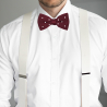 Burgundy red polka dot knitted bow tie
