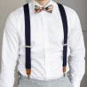 Navy blue button and clip suspenders for men
