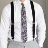 Black button and clip suspenders for men