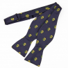 Navy blue sunflower self-tie bow tie