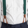 Dark green bow tie suspenders set