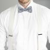 Grey bulldog self-tie bow tie