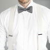 Grey airplane self-tie bow tie