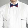 Navy burgundy stripes self-tie bow tie