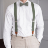 Sage green bow tie and suspenders set