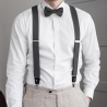 Grey knitted bow tie and suspenders set