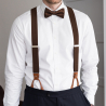 Mocha brown bow tie and suspenders set