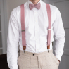 Pink knitted bow tie and suspenders set
