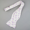 White lilac floral self-tie bow tie