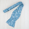 Blue paisley self-tie bow tie