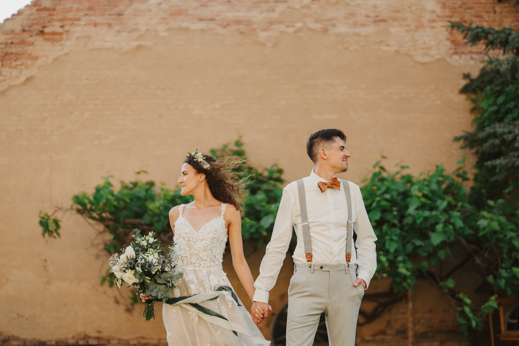 Gold Floral Bow Tie & Black Suspenders PERFECT for Boho -  Israel