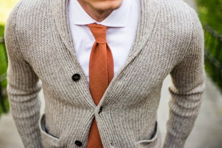 Woolen orange necktie