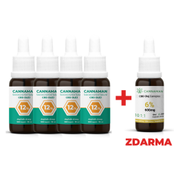 4ks - 12% CBD širokospektrální olej 10ml + CBD/CBG Cannplex 6% ZDARMA