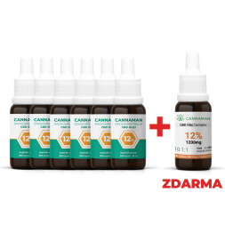 6ks - 12% CBD širokospektrální olej 10ml + CBD/CBG Cannplex 12% ZDARMA
