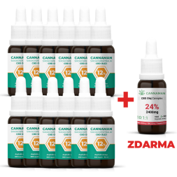 12ks - 12% CBD širokospektrální olej 10ml + CBD/CBG Cannplex 24% ZDARMA