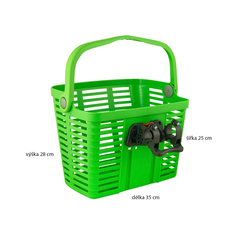 košík plastový na řídítka KLICK FIX, zelený
