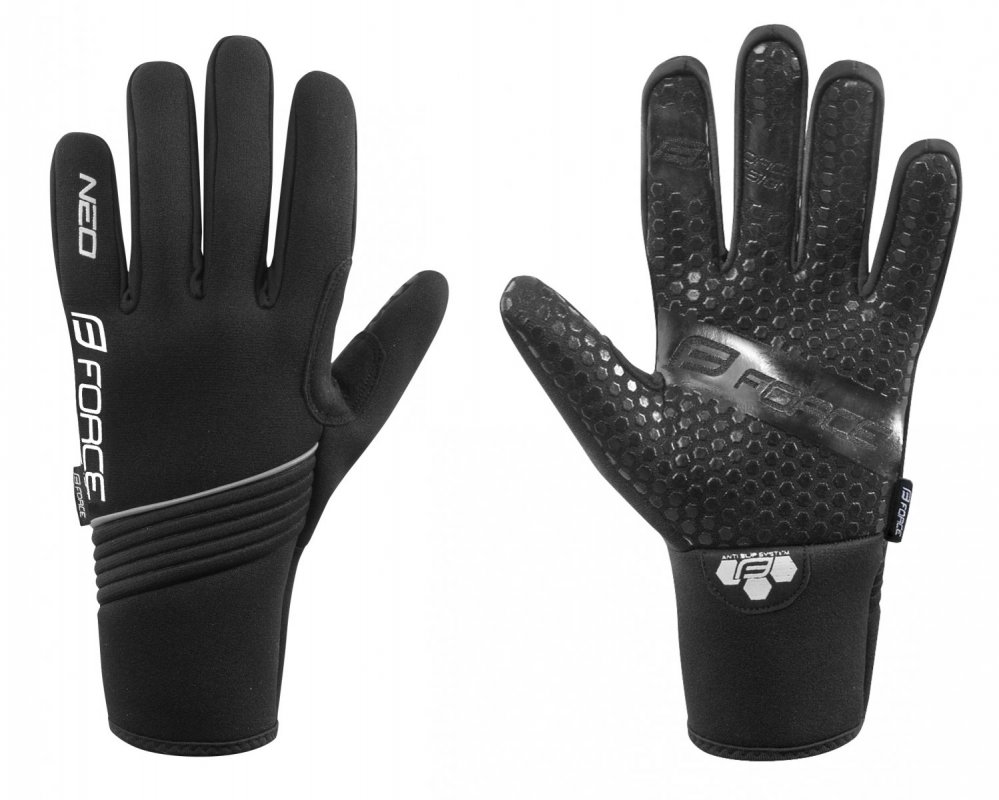 rukavice zimní neoprén FORCE NEO, černé XL