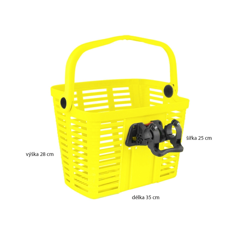 košík plastový na řídítka KLICK FIX, žlutý