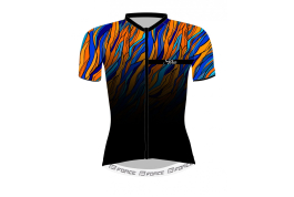 dres F LIFE LADY kr. rukáv, črn-modro-oranžový