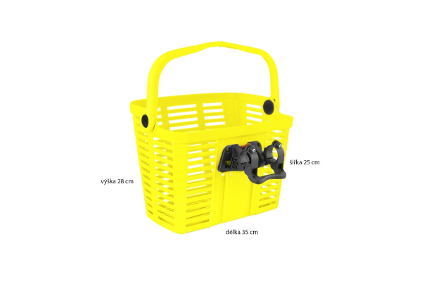 košík plastový na řídítka KLICK FIX, žlutý 