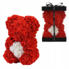 Valentínsky medvedík z červených okvetných lístkov 25 cm