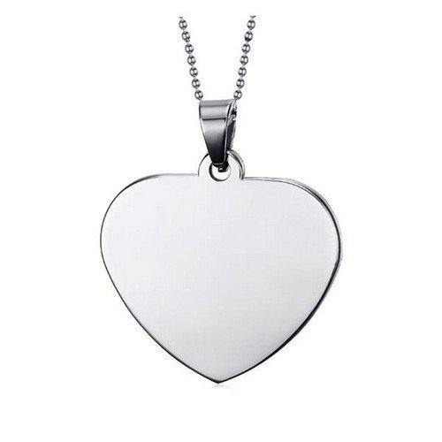 Nerezový prívesok s retiazkou srdce strieborný + Možnosť GRAVÍROVANIA