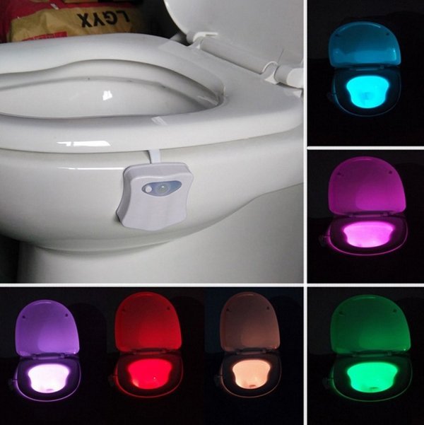 LED nočné svetlo na WC s pohybovým a súmrakovým čidlom